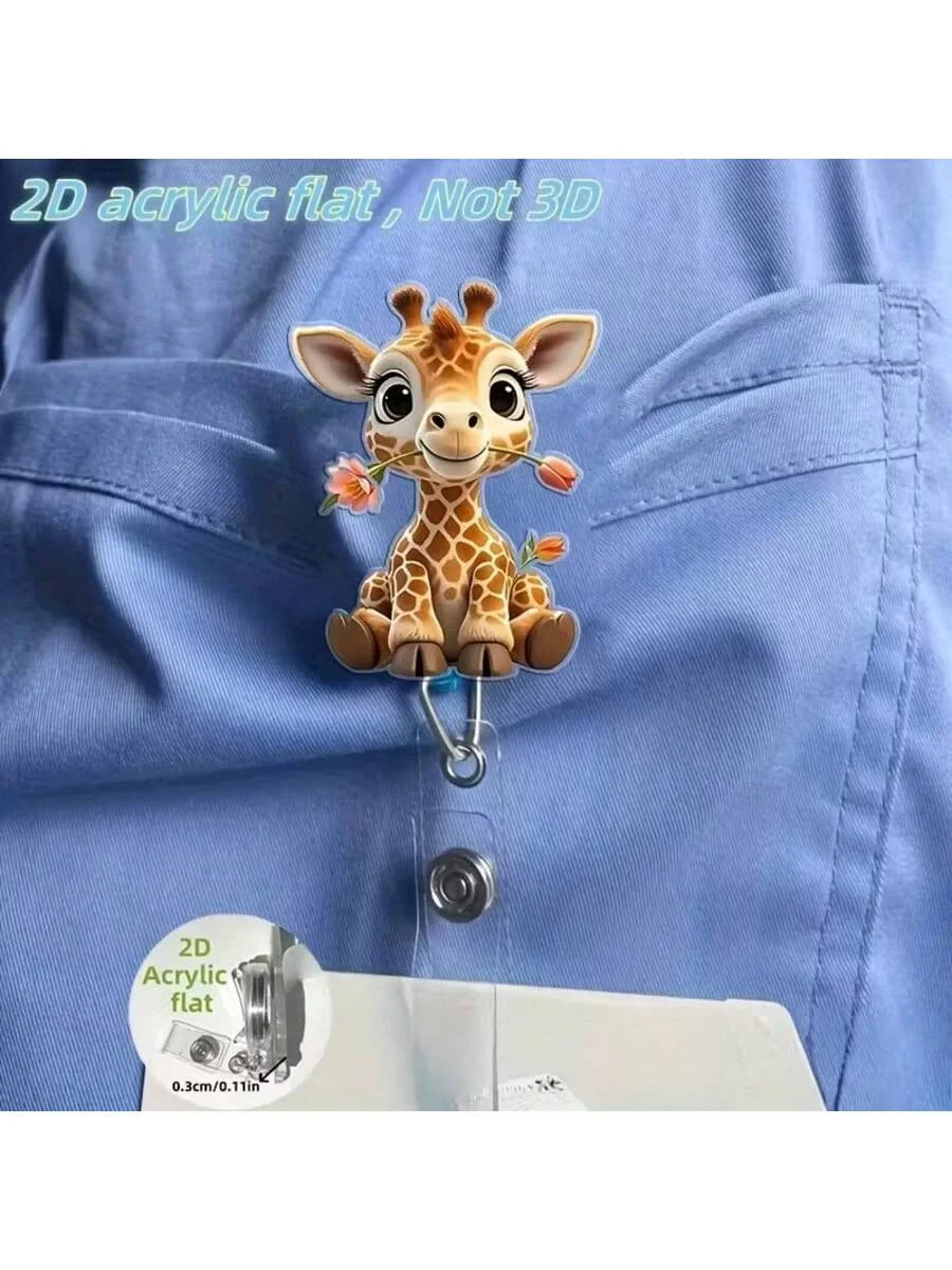 Cute Nurse Retractable Badge Holder - Acrylic Medical ID Clip Reel for Doctors, RN & LPN Staff