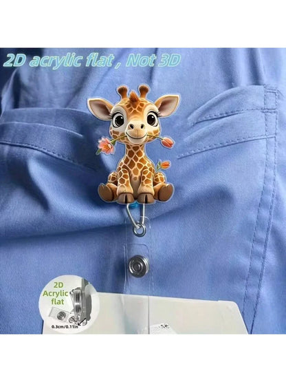 Cute Nurse Retractable Badge Holder - Acrylic Medical ID Clip Reel for Doctors, RN & LPN Staff