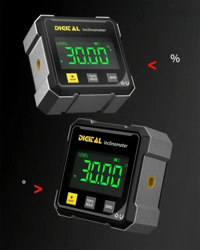 Pocket Digital Level Protractor — Professional 360° Magnetic Inclinometer with Digital Display & Laser Angle Gauge