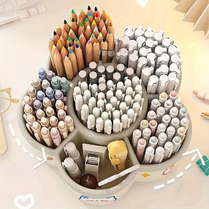 360° Rotating Pen Holder - Cute Large Capacity Desktop Stationery Organizer Storage Box