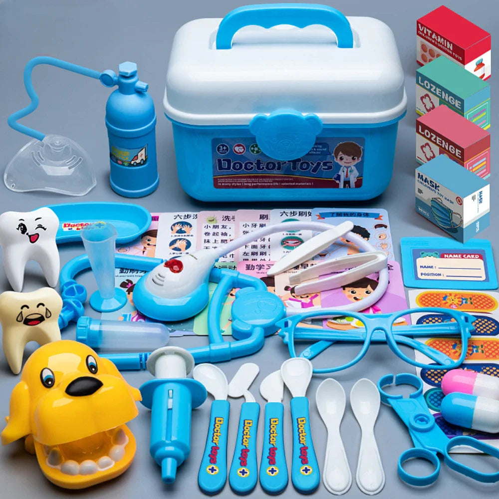 WizKidz Doctor Nurse Role Play Set - Medical Tools with Stethoscope & Injectors, Pretend Play Trolley Box, Ideal Gift for Kids
