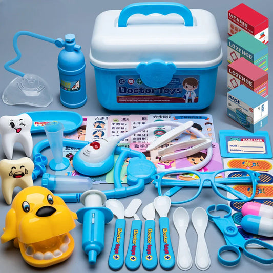 WizKidz Doctor Nurse Role Play Set - Medical Tools with Stethoscope & Injectors, Pretend Play Trolley Box, Ideal Gift for Kids