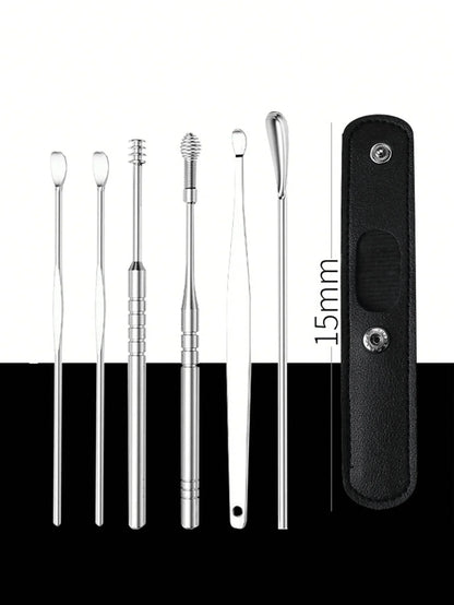 Stainless Steel Ear Cleaning Tool Kit – Ear Pick & Earwax Remover with Storage Bag