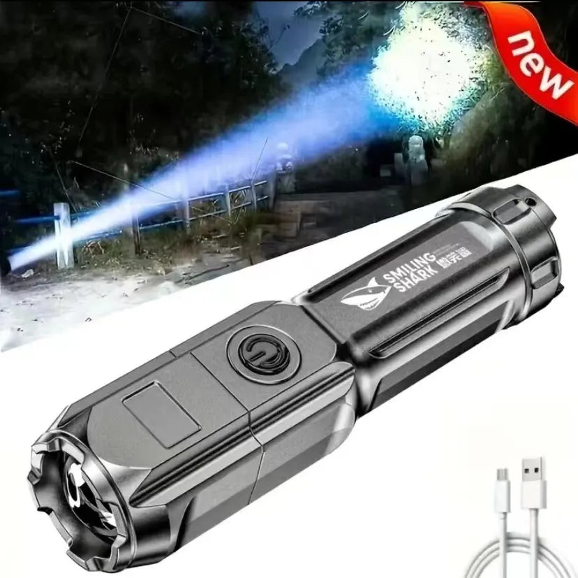 Powerful LED Flashlight – Rechargeable USB, 18650 Battery, Waterproof, Zoom, 100000 Lumens Tactical for Fishing and Hunting