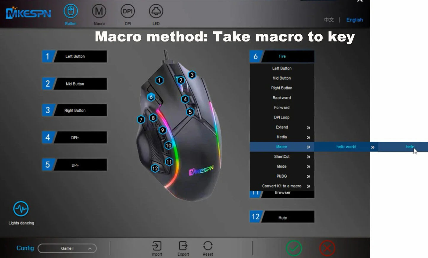 12800DPI RGB Gaming Mouse – Free Weight Macro with 12 Programmable Keys, 6-Level RGB Light for PC, Mac, PUBG, Laptop