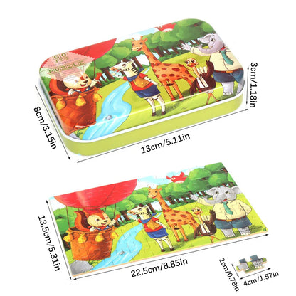 60-Piece Jigsaw Puzzle Set — Cartoon Animals & Vehicles Montessori Educational Toys for Kids, Perfect Christmas Gifts