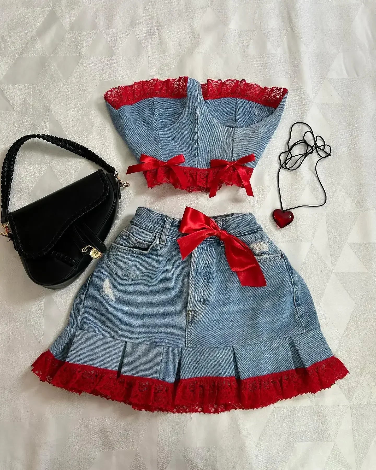 Y2K Light Gray Two-Piece Pants Set — Women’s Harajuku Goth Slim Tube Top & High-Waist Sweatpants