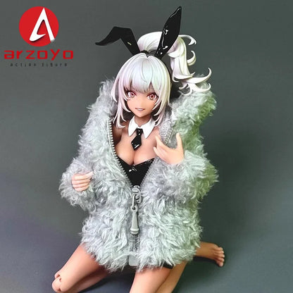 MW121 1/12 Scale Rabbit Girl Plush Coat – Cute Solid Coat for 6" Ob11, Azone, Figma & Romankey Action Figures