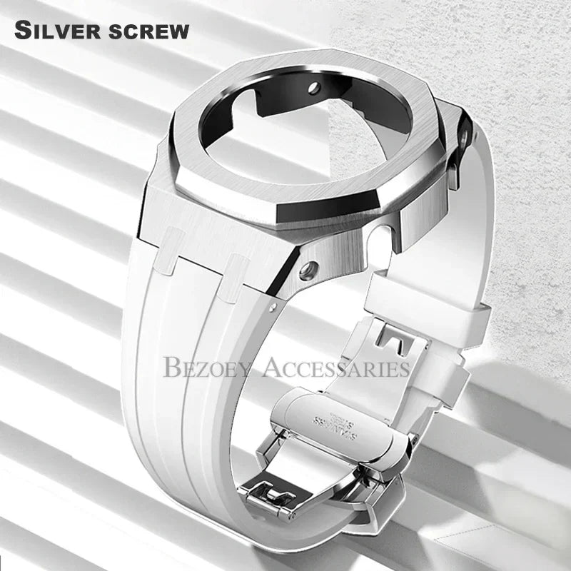 GEN4 Casioak GA2100 Mod Kit – Stainless Steel Case, Bezel, and Rubber Strap Replacement for G-SHOCK GA2100/GA2110