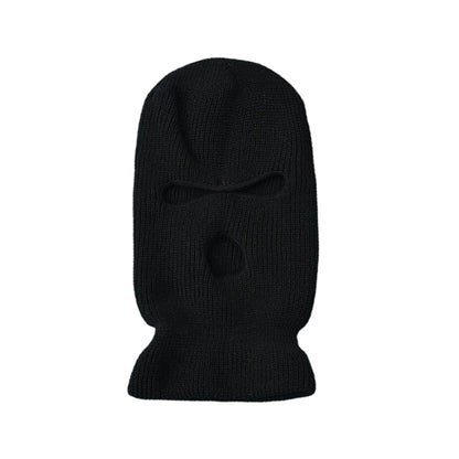 Motorcycle Windproof Full Face Knit Hat - Custom Ski Mask for Men, Warm Wool Balaclava with 3 Holes, Embroidered Winter Ski Mask