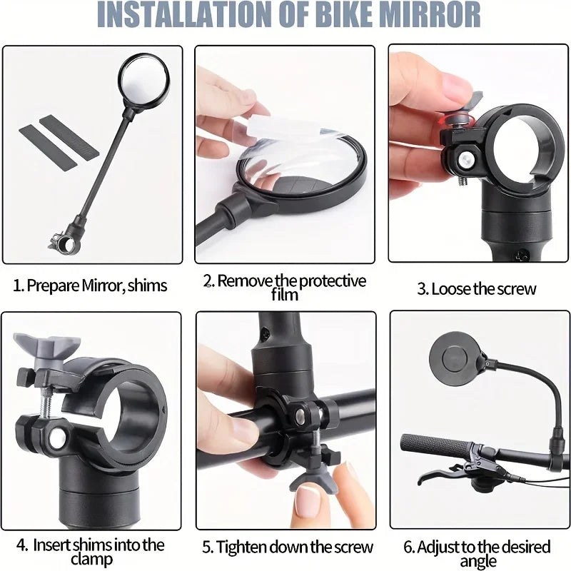 360° Rotatable Bicycle Rearview Handlebar Mirrors – Adjustable Bendable Hose for Mountain Bikes & Motorcycles