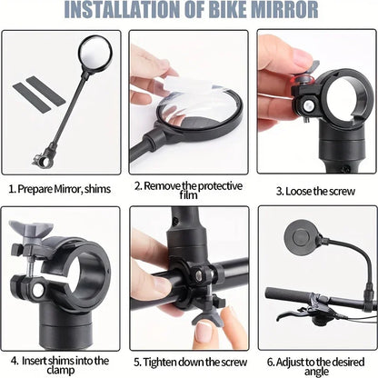 360° Rotatable Bicycle Rearview Handlebar Mirrors – Adjustable Bendable Hose for Mountain Bikes & Motorcycles