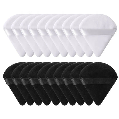 10/20PCS Triangle Velvet Powder Puffs – Mini Face Makeup Sponges, Washable & Lightweight Cosmetic Tools