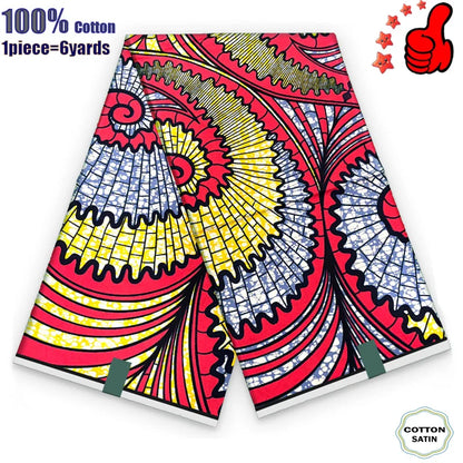 African Real Wax Fabric - High Quality 100% Cotton Ankara Pagne for Women’s Dresses