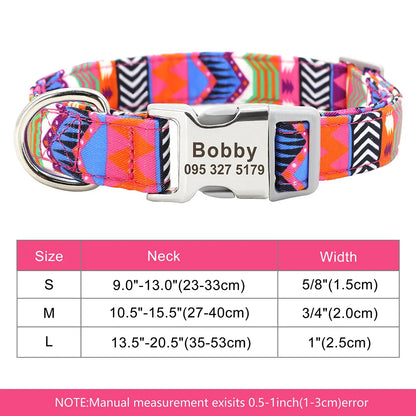 Adjustable Nylon Dog & Cat Collar – Personalized ID Collar with Engraved Name Buckle, Anti-Lost for Small, Medium & Large Pets