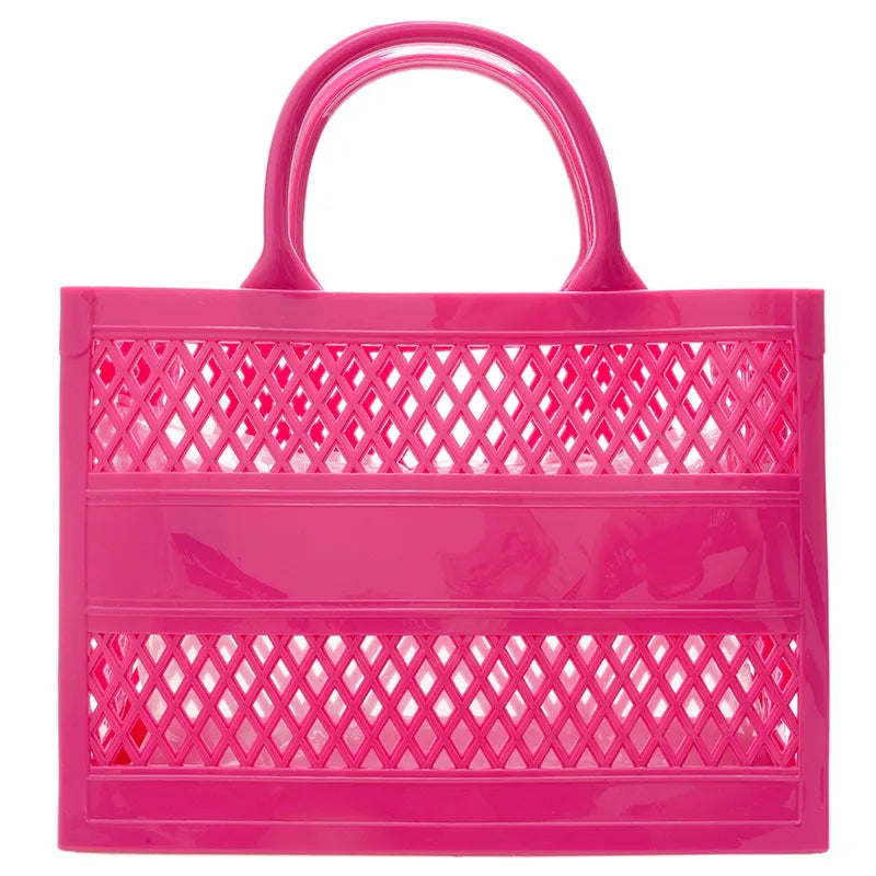 2025 Large Waterproof PVC Beach Tote Bag – Rubber Jelly Tote for Women, Travel, Picnic & Shopping Storage Handbag