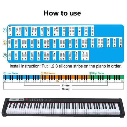 Miwayer Piano Keyboard Stickers - Removable 61/88 Key Note Labels for Beginner Piano Learning Guide