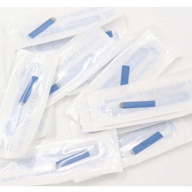 50pcs Microblading Tebori Blades — 0.18mm Permanent Makeup Needles for Eyebrows, 7/9/12/14/17/21 Manual Tattoo Needles