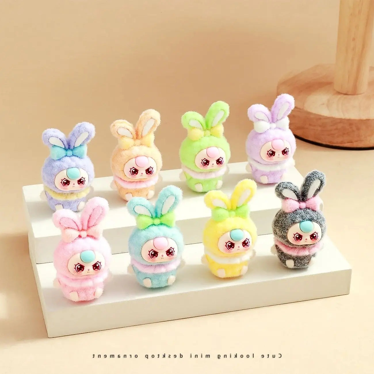 9pcs Babythree Dimoo Anime Flocked Action Figures Decorative Pendant Kawaii Desktop Dolls Toy Gifts