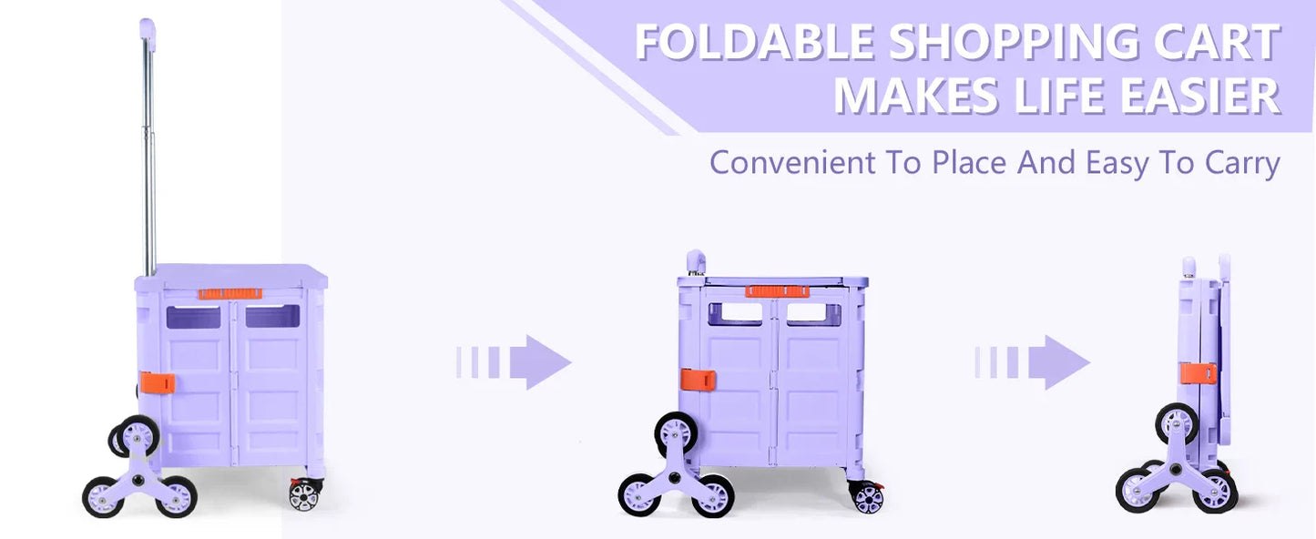 SELORSS Large Capacity Foldable Utility Cart — Portable Outdoor Shopping & Vegetable Basket Cart for Camping & Storage