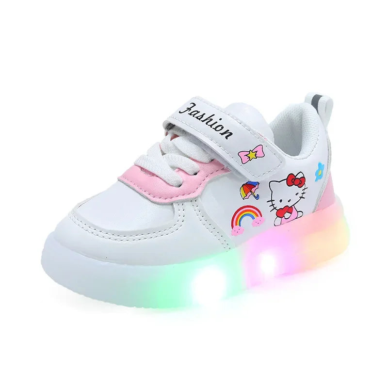 Sanrio LED Hello Kitty Shoes for Girls – Cute Cartoon Kawaii Summer Sneakers with Soft Bottom