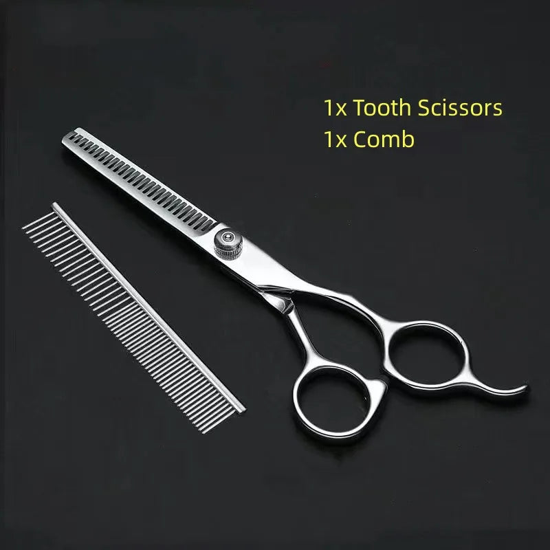 Pet Grooming Scissors Set – Professional Dog Hair Trimming Tools, Bent & Straight Scissors, Teddy Haircut Clippers