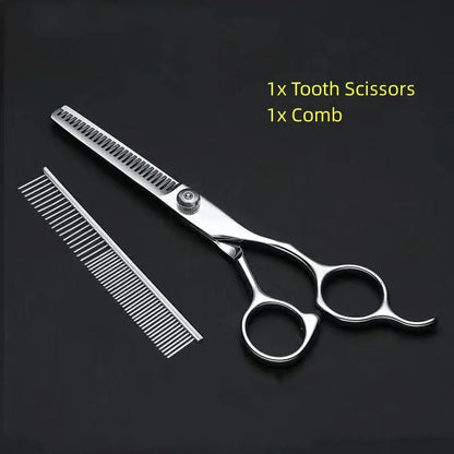Pet Grooming Scissors Set – Professional Dog Hair Trimming Tools, Bent & Straight Scissors, Teddy Haircut Clippers