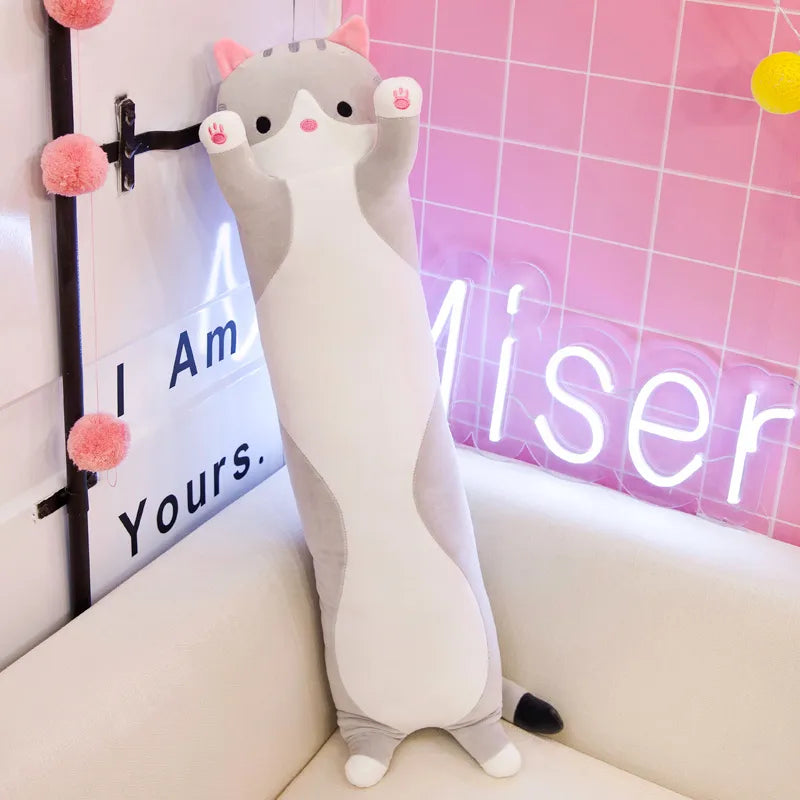 Cute Soft Long Cat Plush Toys - 50/70cm Stuffed Nap Pillow for Office, Bed, and Home Decor - Perfect Gift Doll for Kids and Girls