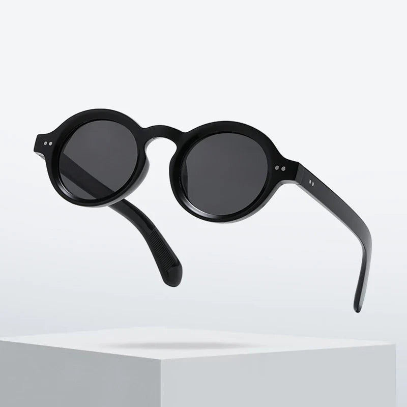 SO&EI Retro Polarized Sunglasses - Round Fashion Shades with Rivet Decor, UV400 Protection & Leopard Punk Style for Women & Men