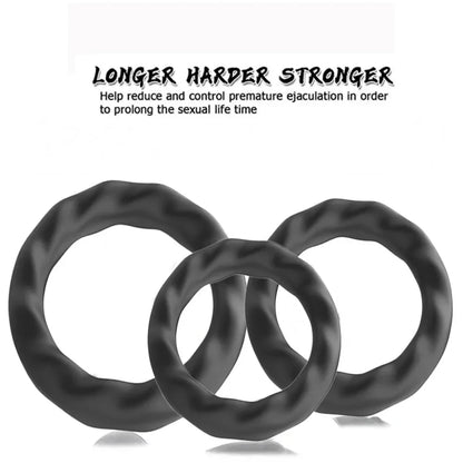 3PCS Durable Silicone Cock Rings – Penis Enlargement, Delay Ejaculation & Scrotum Lock Rings for Men Adults