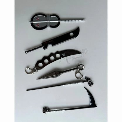 Anime Naruto Weapon Keychain Set – Metal Models of Asuma, Zabuza Sword, Kisame, Hidan, Minato Kunai & Flying Thunder God Cosplay Toys for Boys