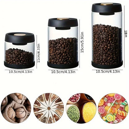 Coffee Bean Vacuum Sealed Glass Jar — Light-Proof, Airtight Container for Food, Grains, Candy & Moisture-Proof Storage