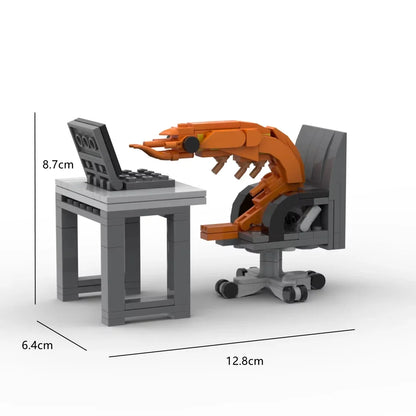 MOC Shrimp Building Block Set - Funny Mini Figure Puzzle Toy & Desktop Ornament