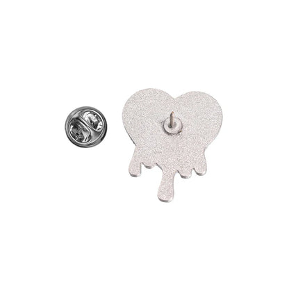 Pink Heart Brain Ghost Enamel Brooch – Gothic Retro Radio & TV Badge, Funny Punk Lapel Pin Jewelry Gift