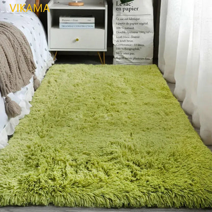 VIKAMA Silk Wool Solid Color Rug – Soft, Non-Slip, Washable Mat for Living Room, Bedroom, Bedside & Sofa – Light Luxury, Dirt-Resistant
