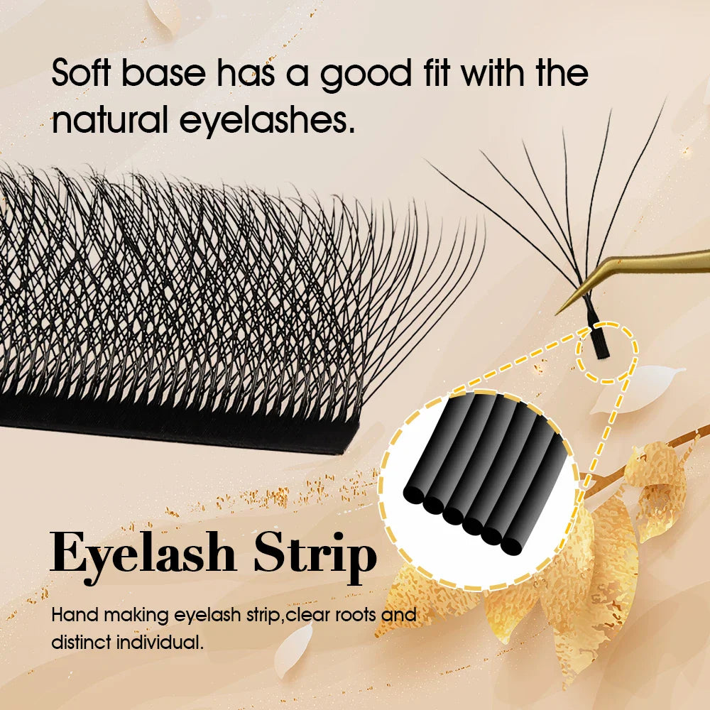 MASSCAKU W-Shaped Eyelash Extensions – 3D to 10D Natural Soft Lightweight Fans