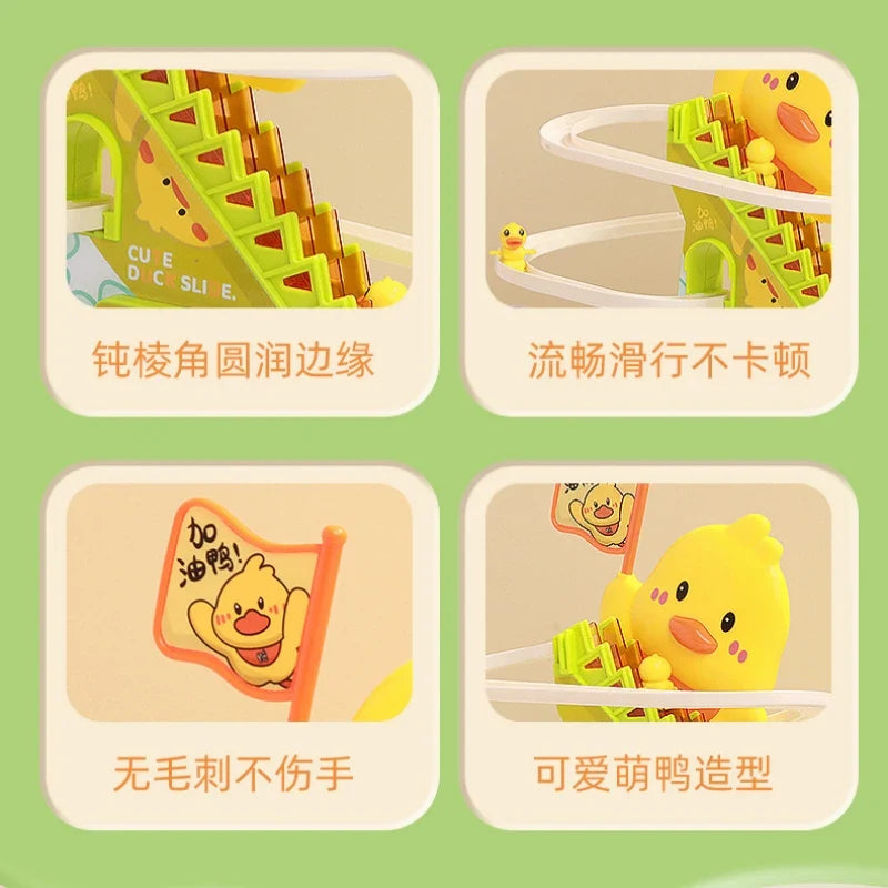 Stair-Climbing Duck Roller Coaster Toy – Flashing Lights & Music Interactive Parent-Child Toy