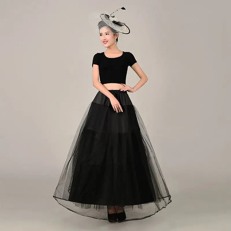 6-Hoop Crinoline Petticoat - White Long Wedding Dress Underskirt for Ball Gowns