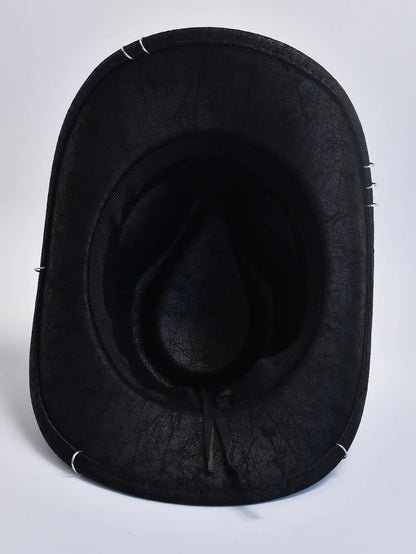 Faux Leather Vintage Western Cowboy Hat for Men – Gentleman Jazz Panama Cowgirl Sombrero Hat