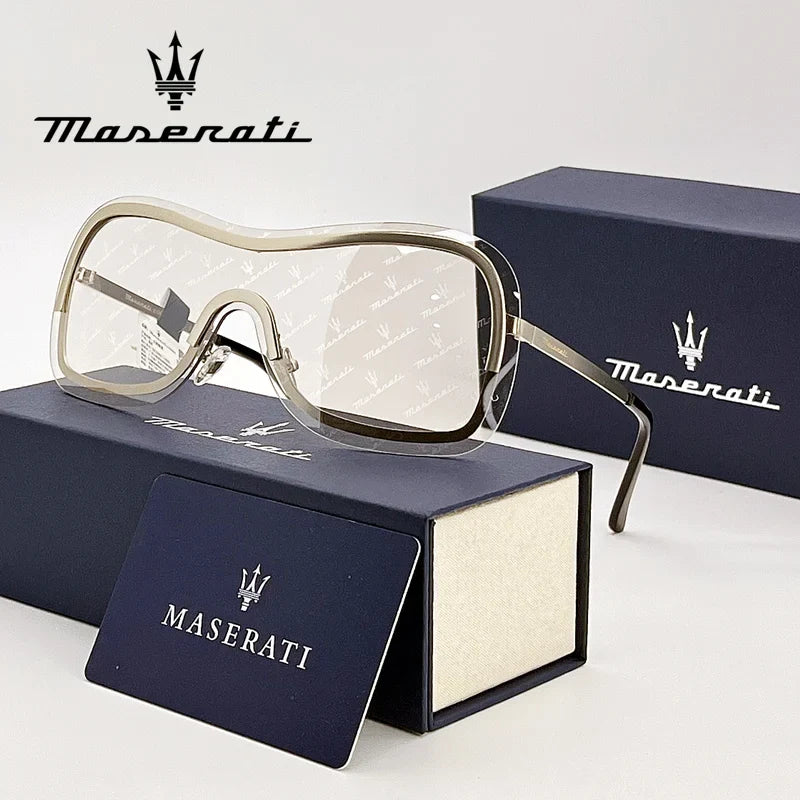 MASERATI Unisex Fashion Sunglasses – Unframed Metal Rim Stylish Designer Shades for Men & Women (Model 10785)