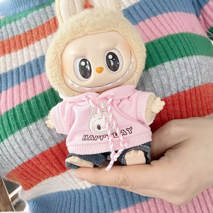 17cm Labubu Idol Dolls Clothes - Kpop EXO DIY Accessories, Cute Mini Plush FEAR Hoodie Se