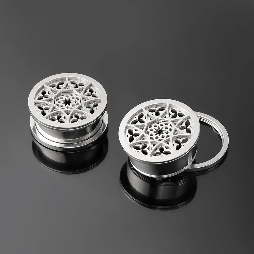Giga 2PCS Stainless Steel Ear Plugs – Screw-On Earlobe Expander Tunnels & Stretcher Gauges for Body Piercing