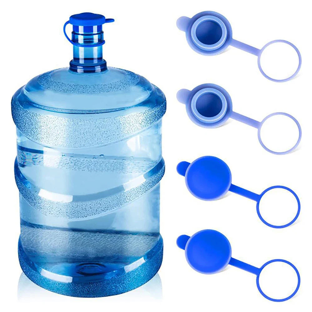 Silicone Reusable Water Jug Caps — Durable Non-Spill Bottle Covers with Inner Plug, Replacement Lid for Water Bottles