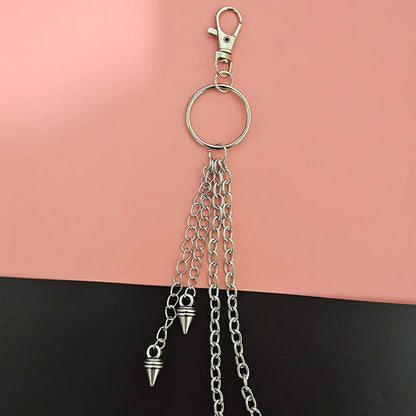 Punk Street Moon & Star Keychain – Goth Skull Rivet Waist Chain for Jeans, Unisex Rock Accessories