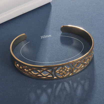 Witch Knot Cuff Bracelet - Stainless Steel Pagan Magic Knot Good Luck Amulet Celtic Knot Jewelry