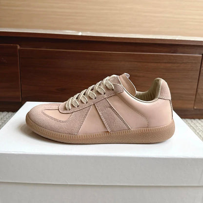 Unisex Patchwork Suede Sneakers - Vintage German Army Trainer Casual Shoes