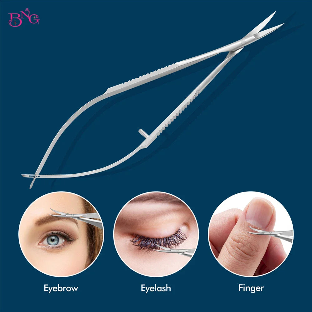 Stainless Steel Eyebrow Makeup Scissors – Curved & Straight Cuticle Trimmer Beauty Tool