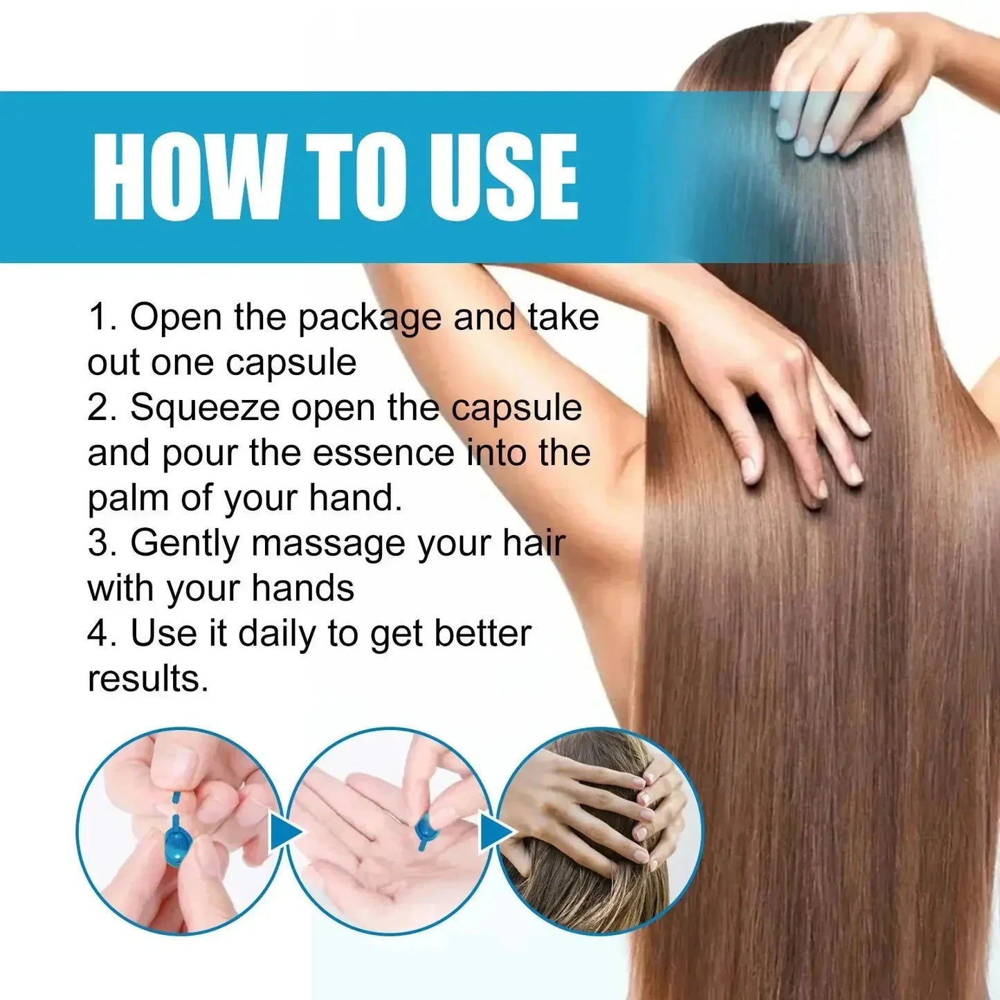 Magic Hair Vitamin Capsules with Keratin Oil – Fast Restore for Soft, Smooth, Shiny Hair & Deep Moisturizing Frizzy Scalp Care