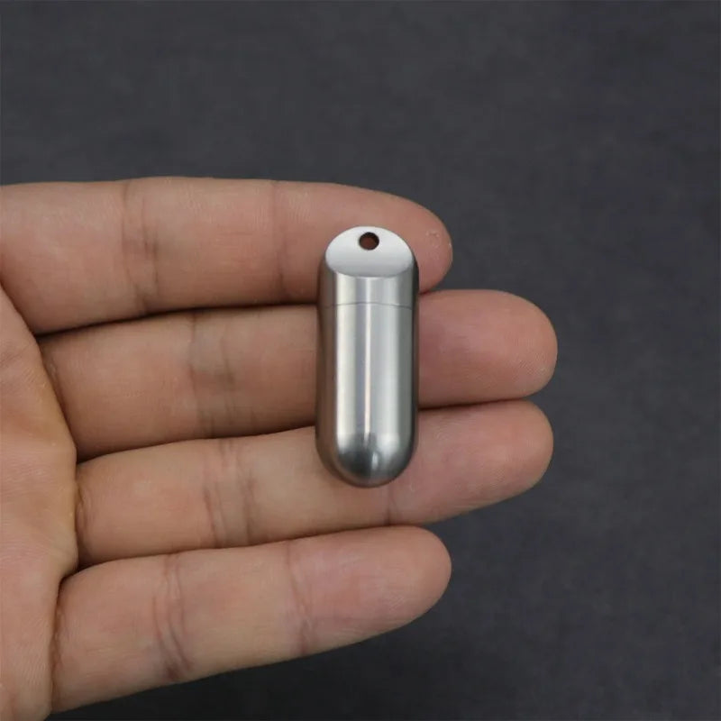 Portable Waterproof Metal Capsule Box – Mini Stainless Steel Pill Case Holder for Medicine, EDC Tool, and Seal Bottle