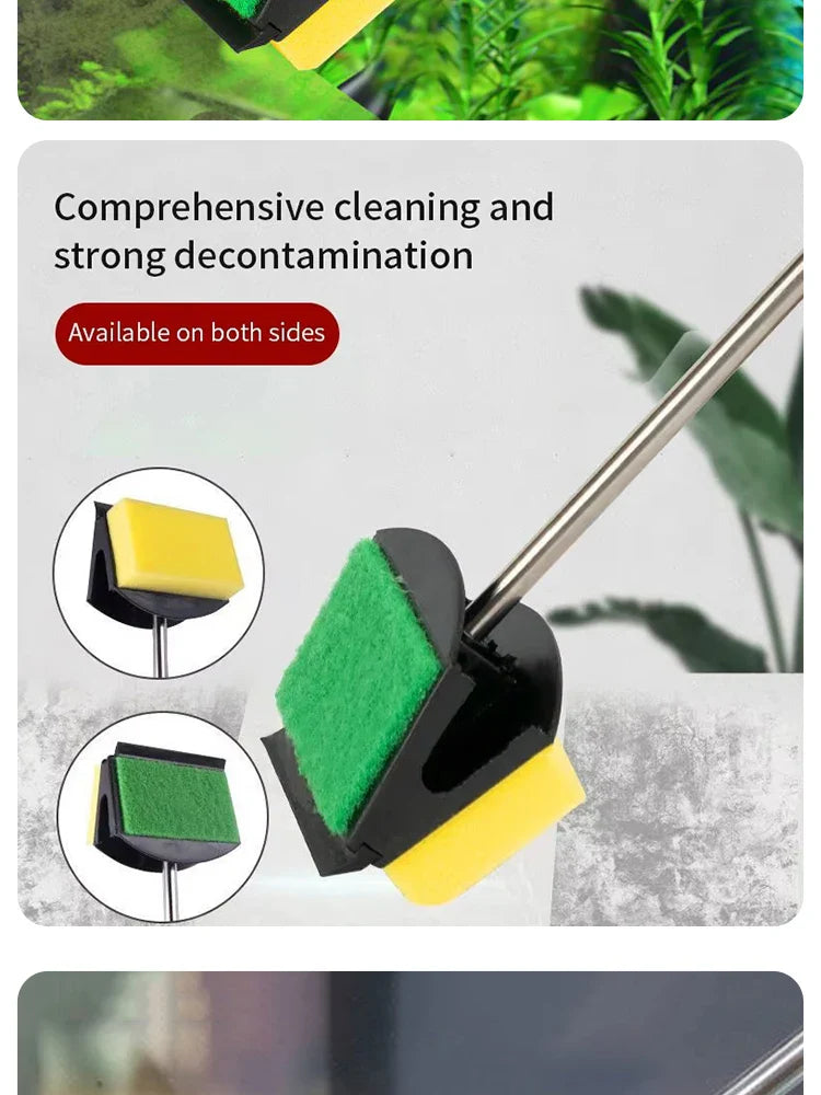 Fish Tank Long Handle Brush – Double-Sided Cleaning Brush for Aquariums, Aquarium Cleaning Tools